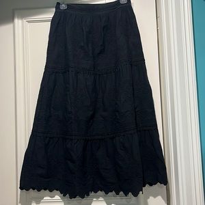 NWT Jason Wu Tiered Eyelet Midi Black Skirt